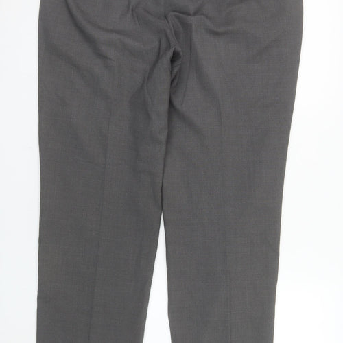 Robbie Mens Grey 36R Classic Fit Wool Blend Dress Trousers