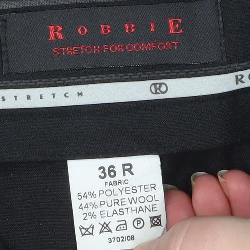 Robbie Mens Grey 36R Classic Fit Wool Blend Dress Trousers