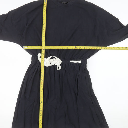 Topshop Women's Black Crew Neck Long Sleeve T-Shirt Dress Size 8