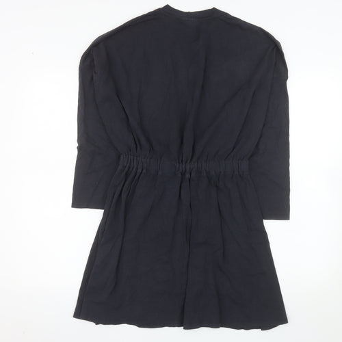 Topshop Women's Black Crew Neck Long Sleeve T-Shirt Dress Size 8