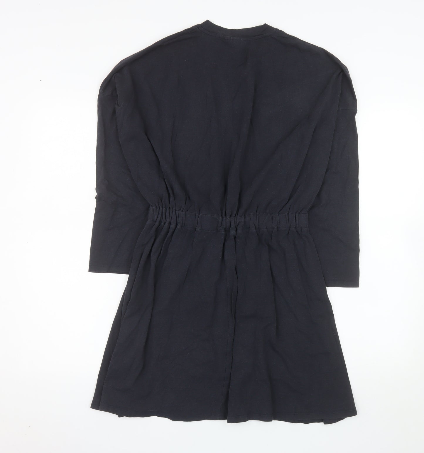 Topshop Women's Black Crew Neck Long Sleeve T-Shirt Dress Size 8