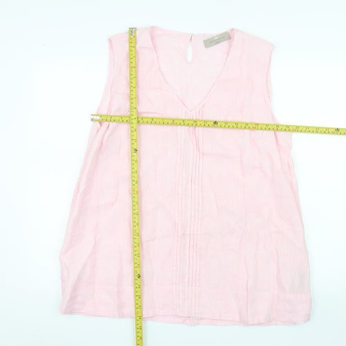 Paul Costelloe Living Women Pink Linen Sleeveless Blouse XL