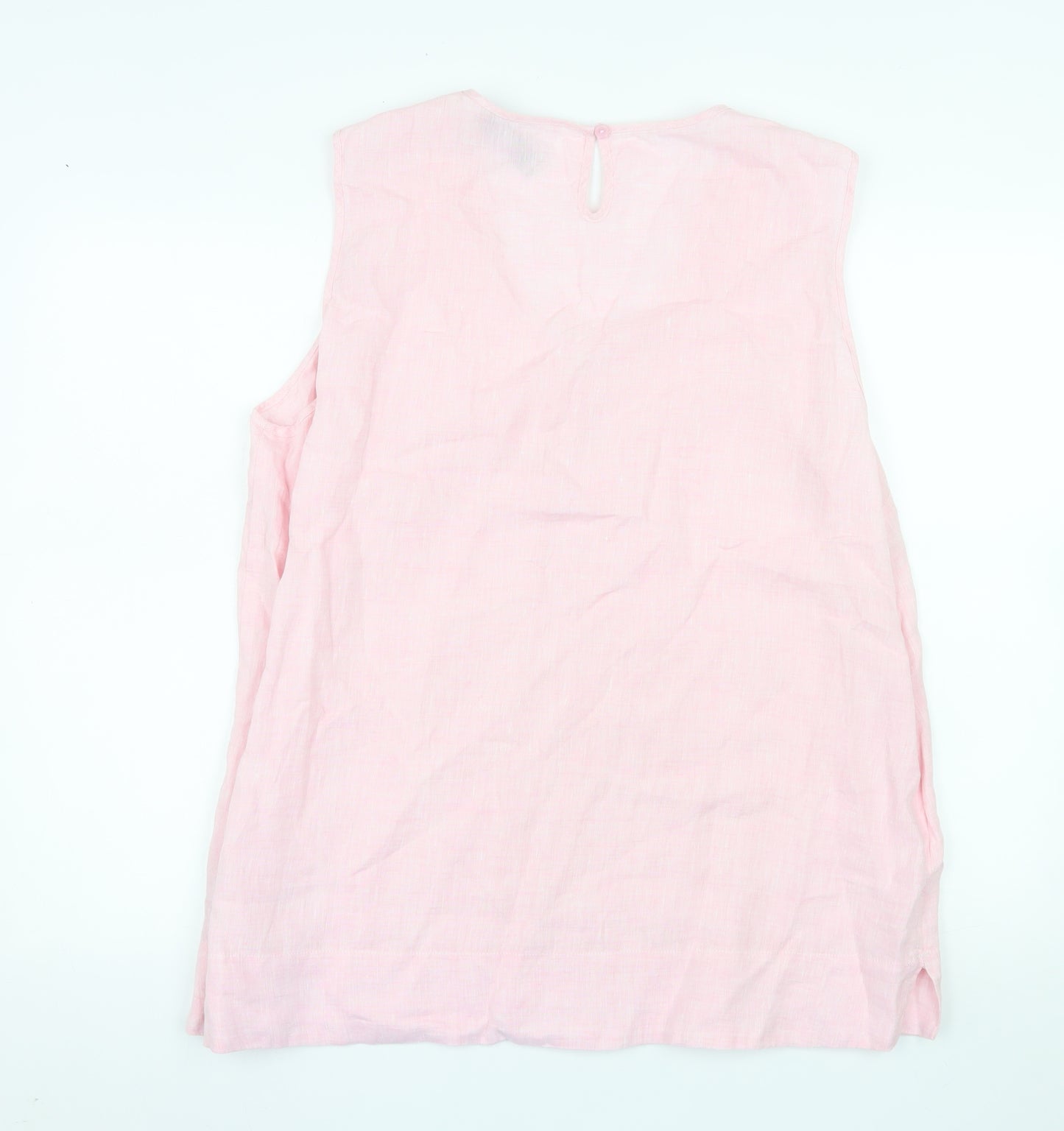 Paul Costelloe Living Women Pink Linen Sleeveless Blouse XL