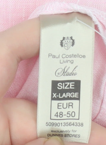 Paul Costelloe Living Women Pink Linen Sleeveless Blouse XL
