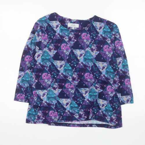 Honor Millburn Women's Multicoloured Geometric 3/4 Sleeve Jersey Top Size 14