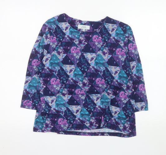 Honor Millburn Women's Multicoloured Geometric 3/4 Sleeve Jersey Top Size 14