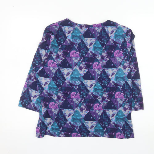 Honor Millburn Women's Multicoloured Geometric 3/4 Sleeve Jersey Top Size 14
