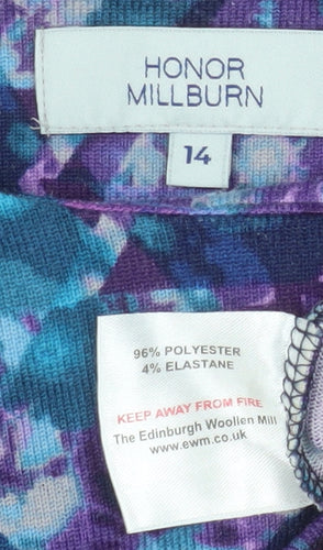 Honor Millburn Women's Multicoloured Geometric 3/4 Sleeve Jersey Top Size 14