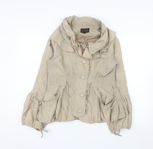 Tsega Women’s Beige Ruffle Short Cotton Blend Jacket Size M