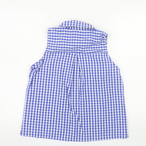 Exquiss's Women's Blue Check Sleeveless Cotton Blouse Size S