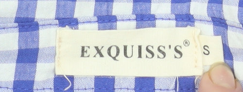 Exquiss's Women's Blue Check Sleeveless Cotton Blouse Size S