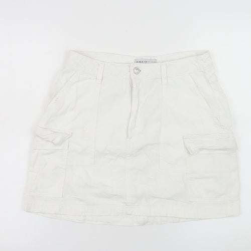 Primark Women White Cargo Short Denim Skirt Size 12