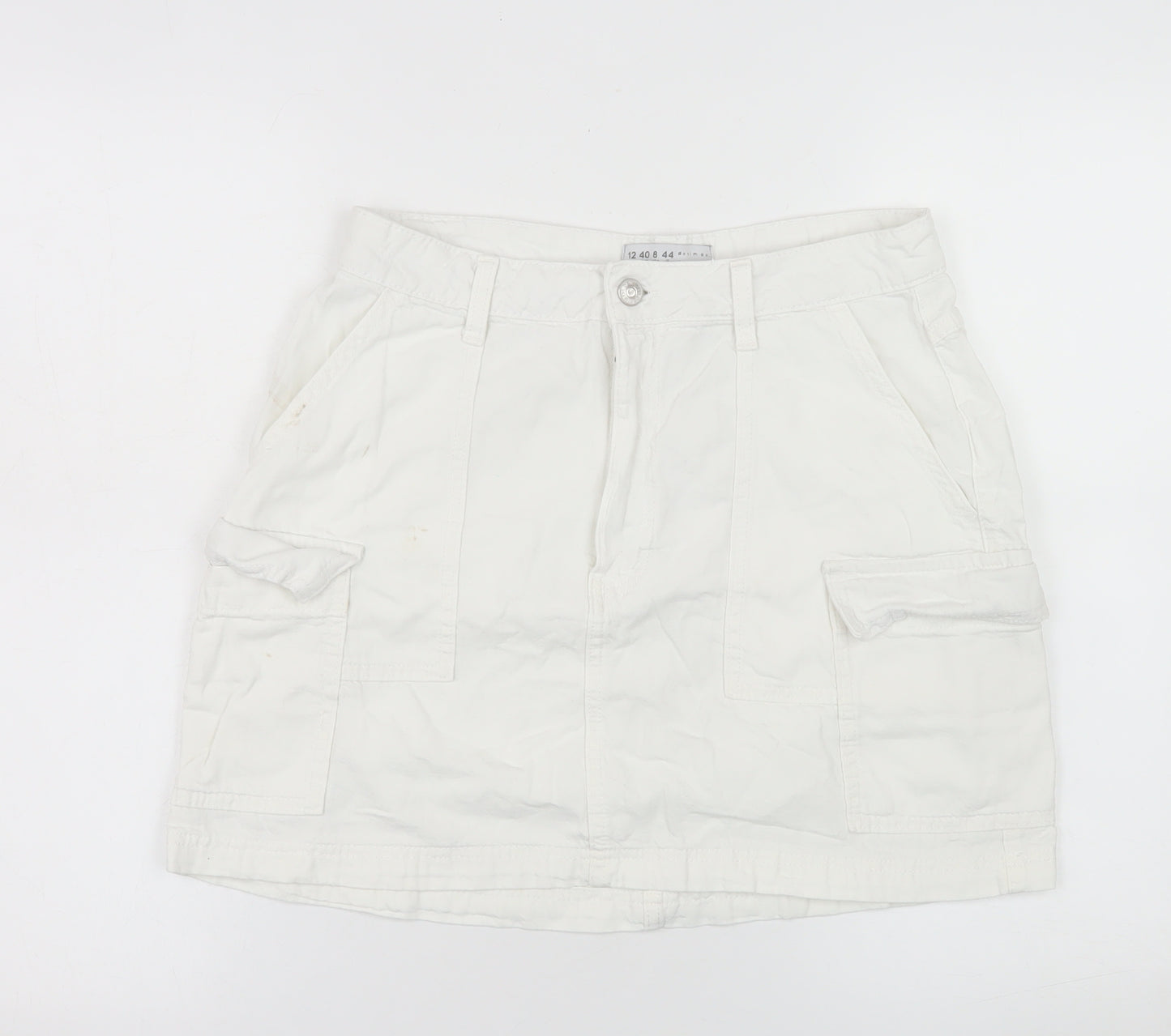 Primark Women White Cargo Short Denim Skirt Size 12