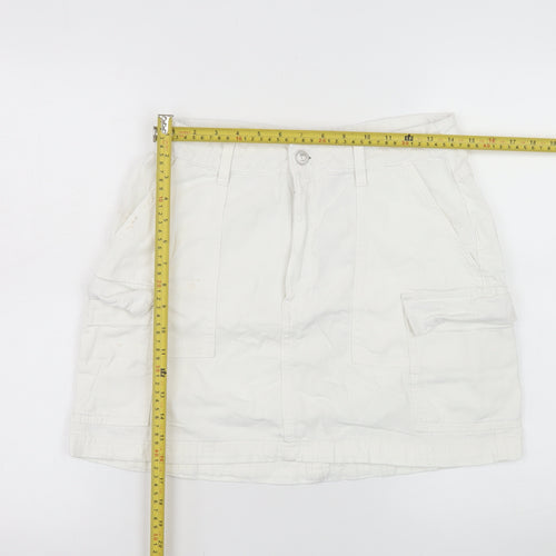 Primark Women White Cargo Short Denim Skirt Size 12