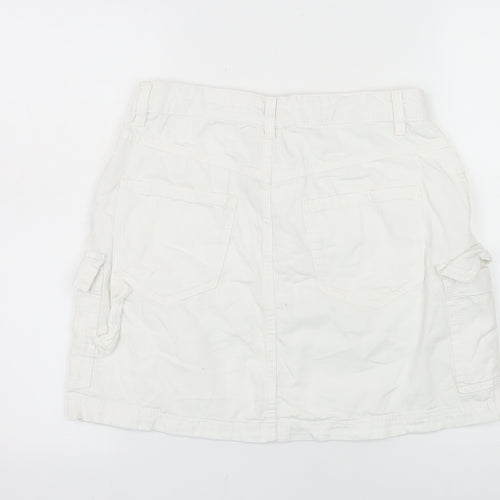 Primark Women White Cargo Short Denim Skirt Size 12
