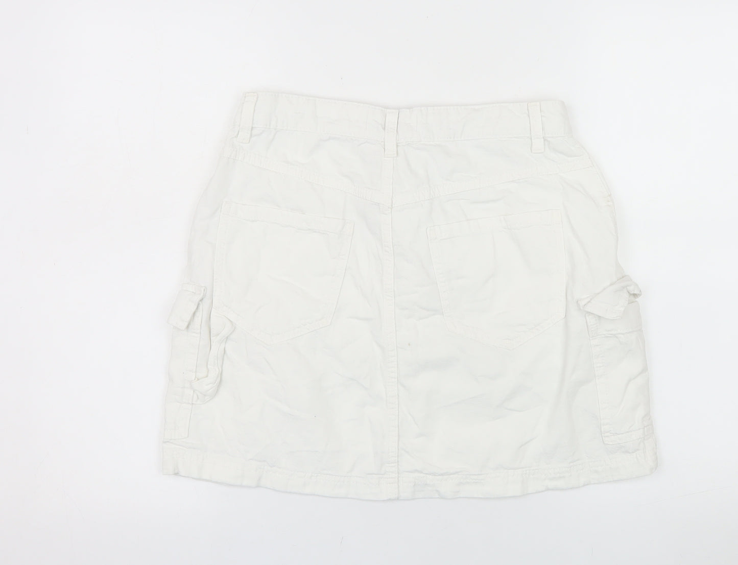 Primark Women White Cargo Short Denim Skirt Size 12