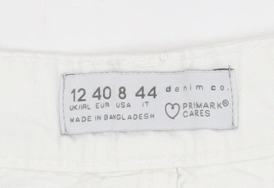 Primark Women White Cargo Short Denim Skirt Size 12