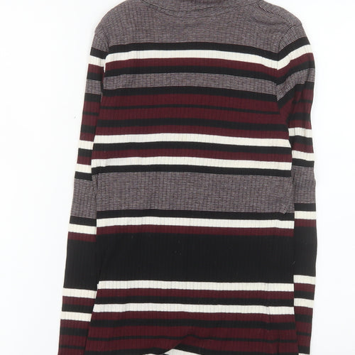 New Look Women's Multicoloured Roll Neck Striped Jumper Size 10
