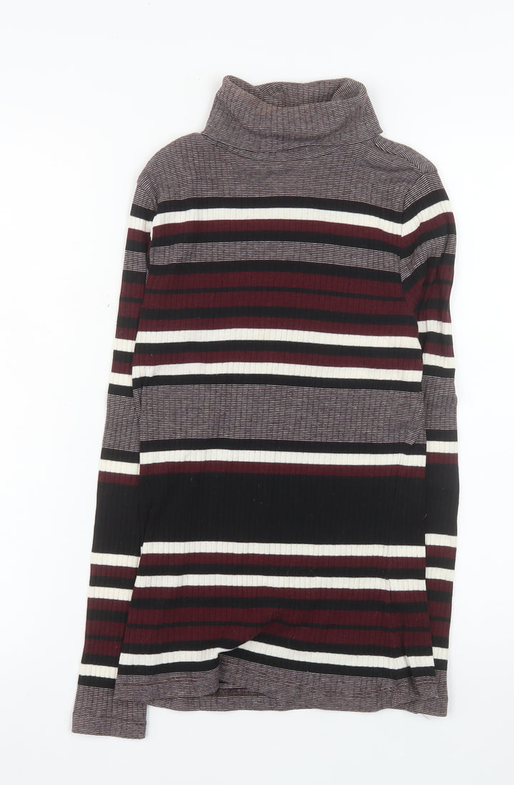 New Look Women's Multicoloured Roll Neck Striped Jumper Size 10