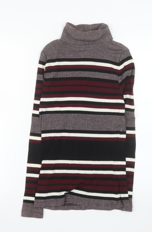 New Look Women's Multicoloured Roll Neck Striped Jumper Size 10