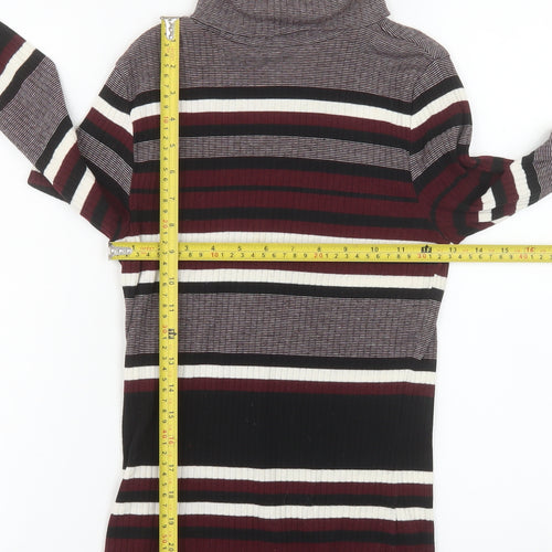 New Look Women's Multicoloured Roll Neck Striped Jumper Size 10