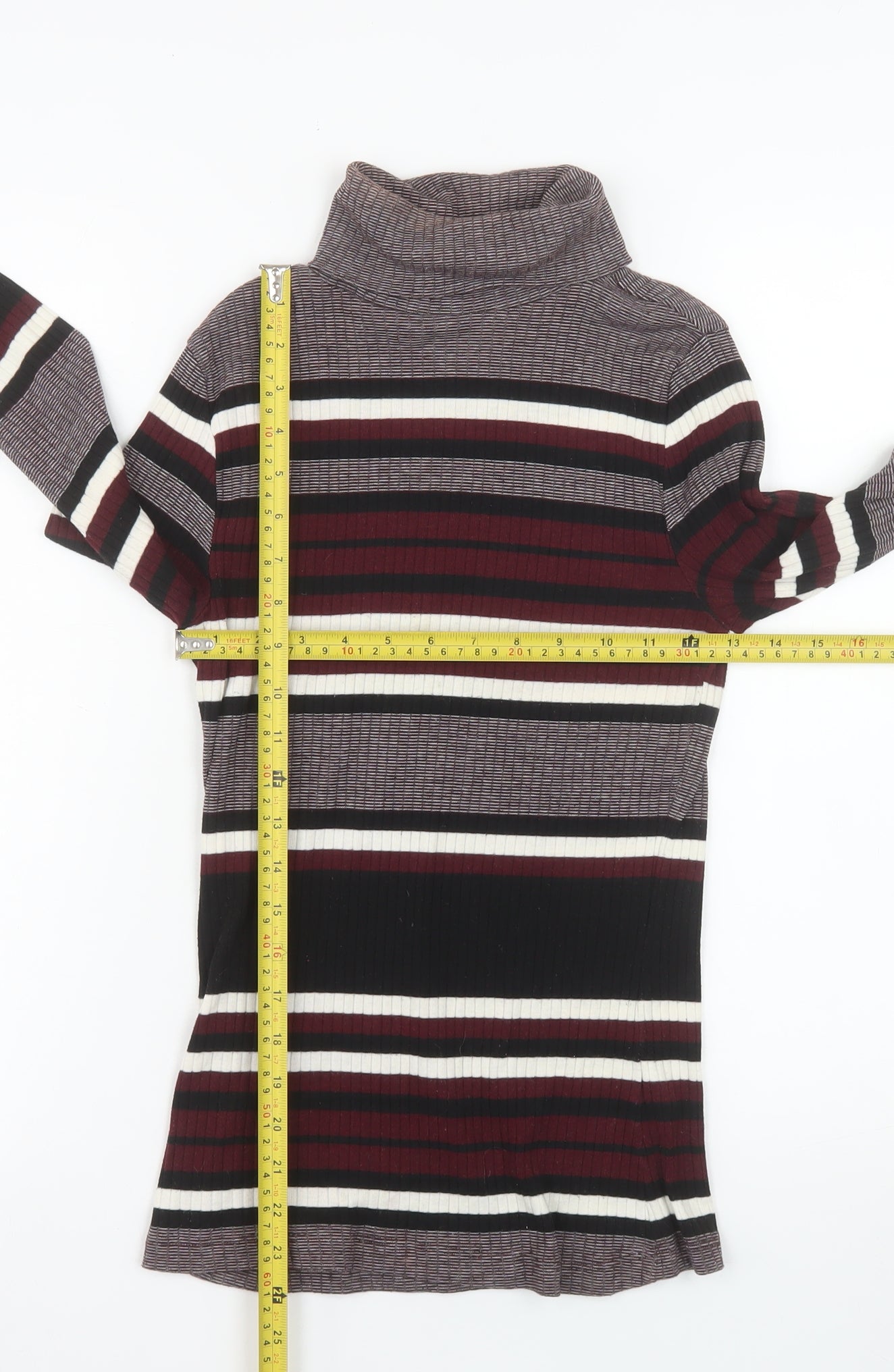 New Look Women's Multicoloured Roll Neck Striped Jumper Size 10
