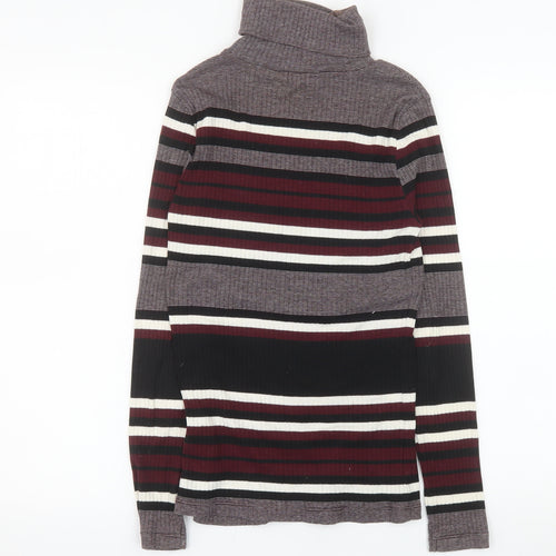 New Look Women's Multicoloured Roll Neck Striped Jumper Size 10