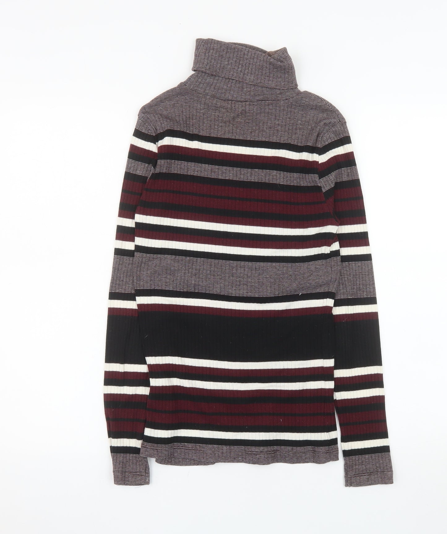 New Look Women's Multicoloured Roll Neck Striped Jumper Size 10