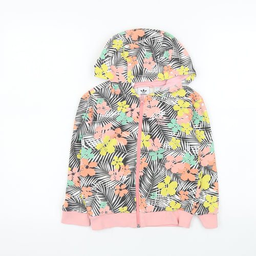 adidas Girls Multicoloured Floral Hooded Track Jacket 5-6 Years