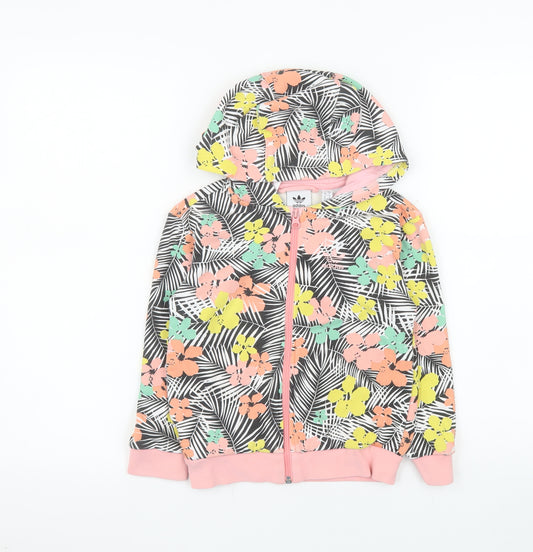 adidas Girls Multicoloured Floral Hooded Track Jacket 5-6 Years