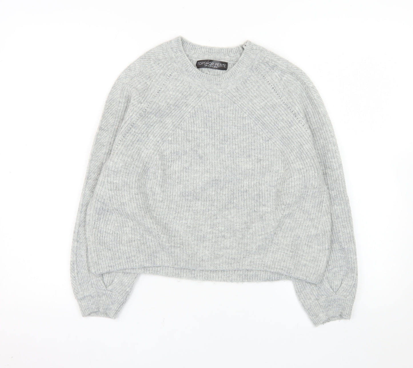 Topshop Petite Women’s Grey Crew Neck Knit Jumper UK 8