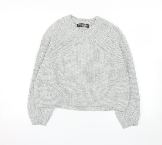 Topshop Petite Women’s Grey Crew Neck Knit Jumper UK 8