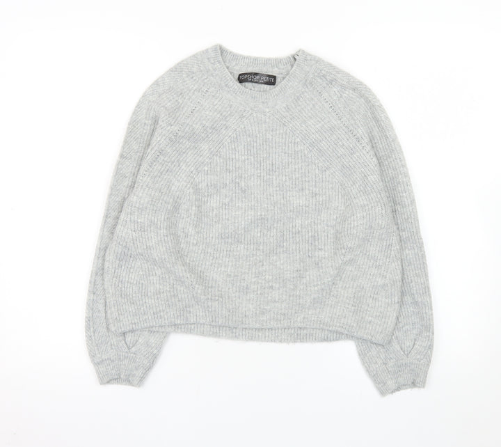 Topshop Petite Women’s Grey Crew Neck Knit Jumper UK 8