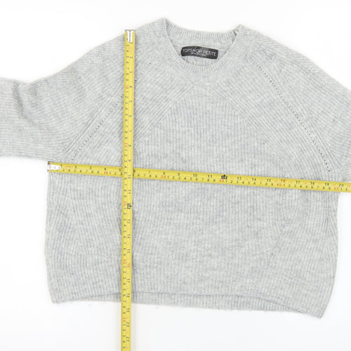 Topshop Petite Women’s Grey Crew Neck Knit Jumper UK 8
