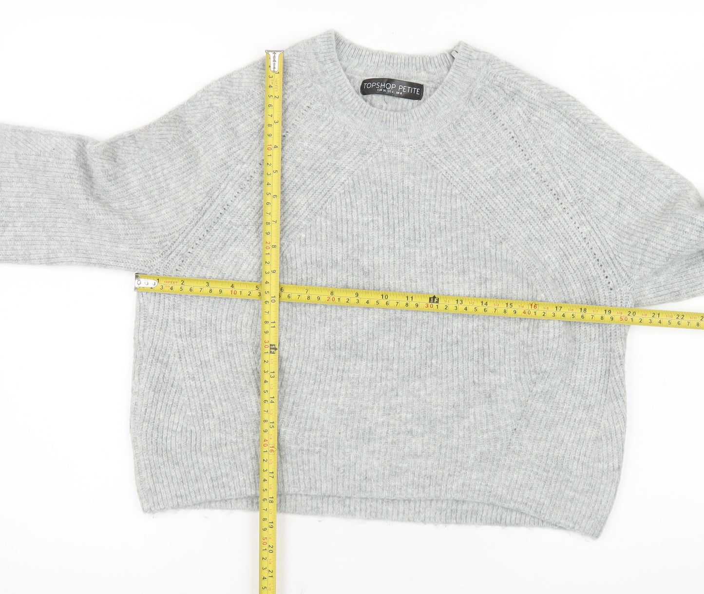 Topshop Petite Women’s Grey Crew Neck Knit Jumper UK 8
