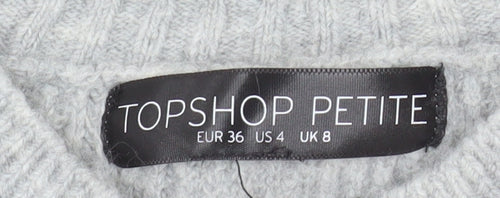 Topshop Petite Women’s Grey Crew Neck Knit Jumper UK 8
