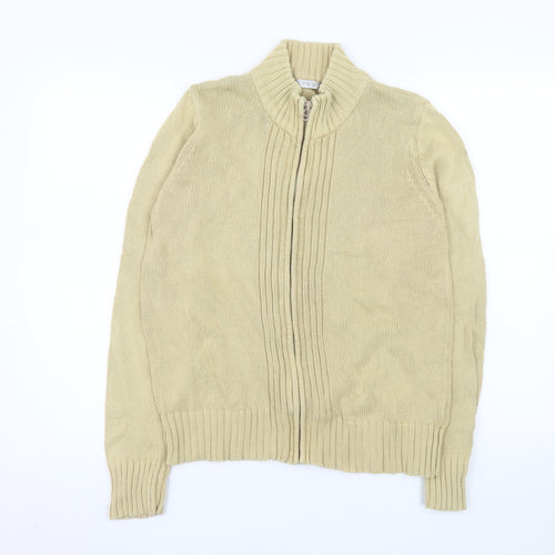 EWM Women's Beige Cotton Zip Front Knit Jacket Size 14