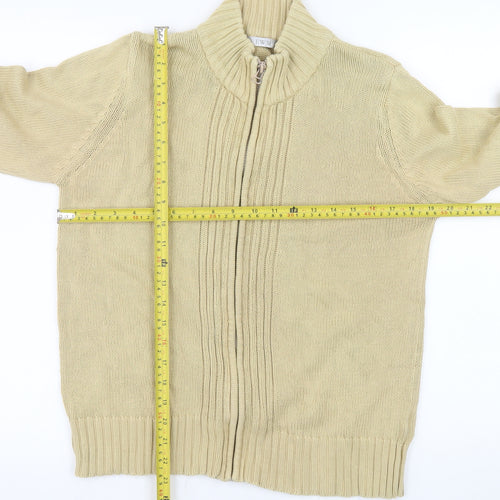 EWM Women's Beige Cotton Zip Front Knit Jacket Size 14