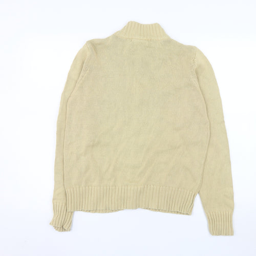 EWM Women's Beige Cotton Zip Front Knit Jacket Size 14