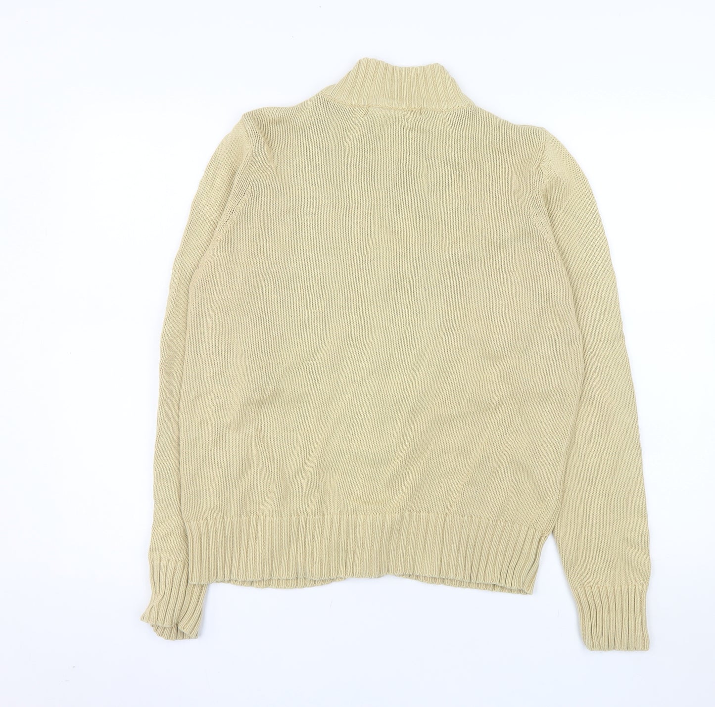 EWM Women's Beige Cotton Zip Front Knit Jacket Size 14