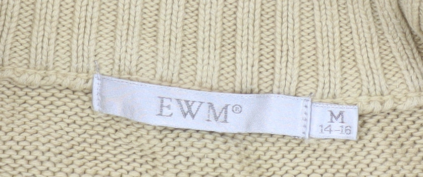 EWM Women's Beige Cotton Zip Front Knit Jacket Size 14
