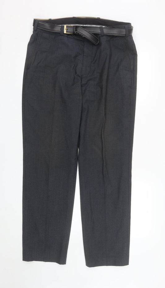 Robbie Men's Black 36L Dress Pants Wool Blend Trousers