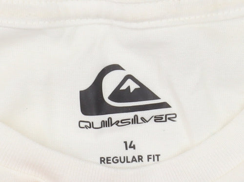 Quiksilver Unisex Ivory Cotton Graphic Surf T-Shirt Size 14
