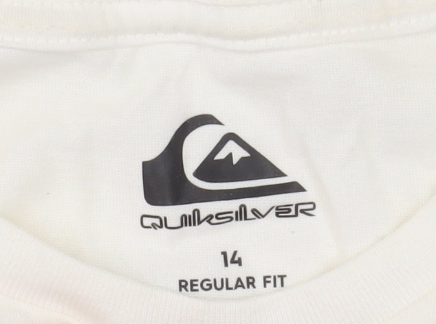 Quiksilver Unisex Ivory Cotton Graphic Surf T-Shirt Size 14