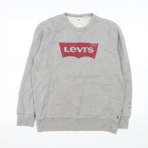 Levi's Mens Grey Logo Crew Neck Pullover Sweatshirt M