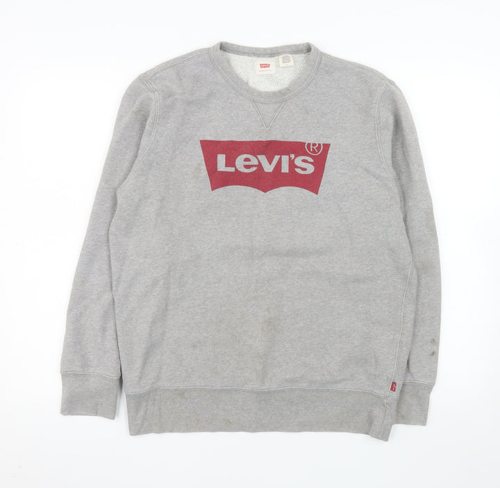 Levi's Mens Grey Logo Crew Neck Pullover Sweatshirt M