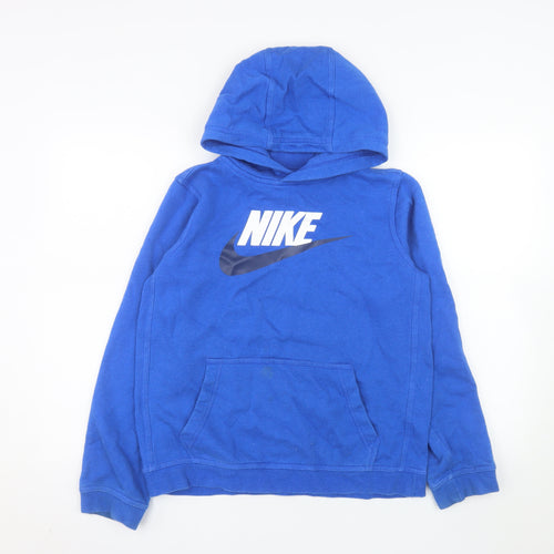 Nike Men's Blue XL Pullover Hoodie with Logo Print