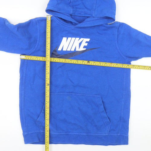 Nike Men's Blue XL Pullover Hoodie with Logo Print