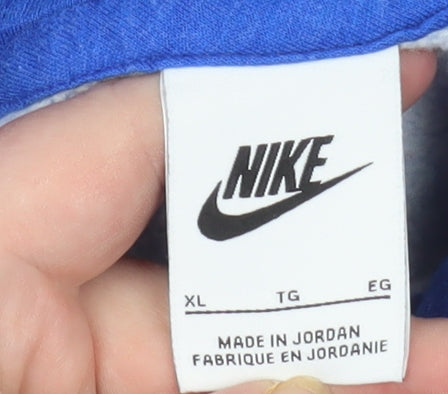 Nike Men's Blue XL Pullover Hoodie with Logo Print