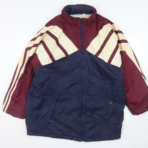 Adidas Men's Blue Burgundy 90s Retro Puffer Jacket Size L